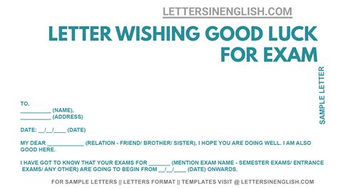 Good Luck Letter for Exam - Sample Letter Wishing Good Luck for Exams ...