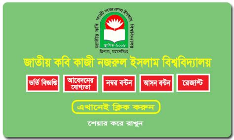 Jatiya Kabi Kazi Nazrul Islam University Admission Circular 2018-19