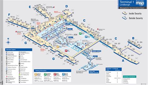 Airport Map of Minneapolis St. Paul International Airport: Terminal 1 ...