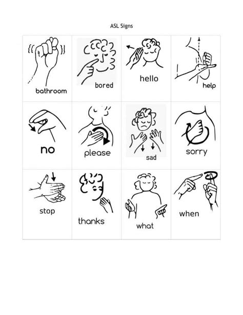 Free Printable Sign Language Word Flash Cards