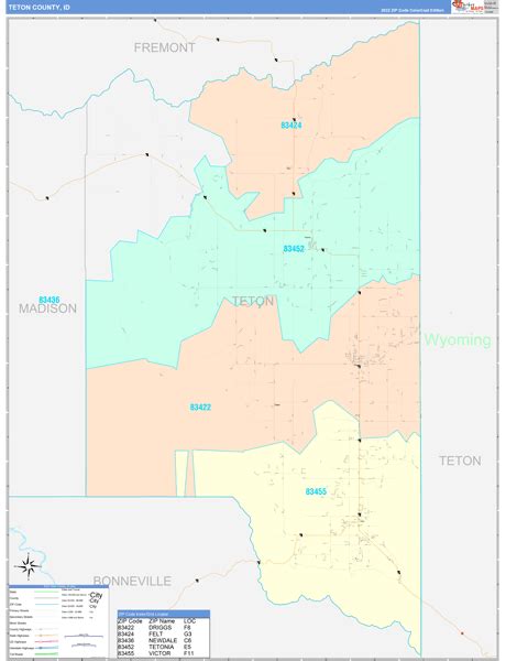 Teton County, ID Wall Map Color Cast Style by MarketMAPS - MapSales