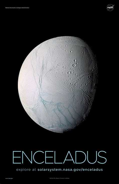 Saturn's Moon Enceladus Poster - Version A | NASA Solar System Exploration