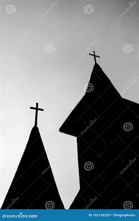 Church Top or Steeple Silhouette in Black and White. Artistic ...