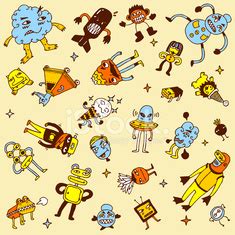 Crazy Doodle Creatures. Vector Illustration. Stock Vector | Royalty ...