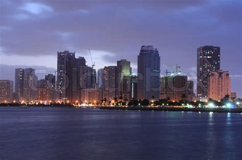 Sharjah City Skyline at dusk, United ... | Stock image | Colourbox