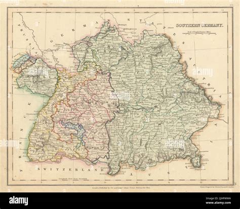 Southern Germany. Bavaria Baden-Wurtemberg Rheinland-Pfalz. DOWER 1845 ...