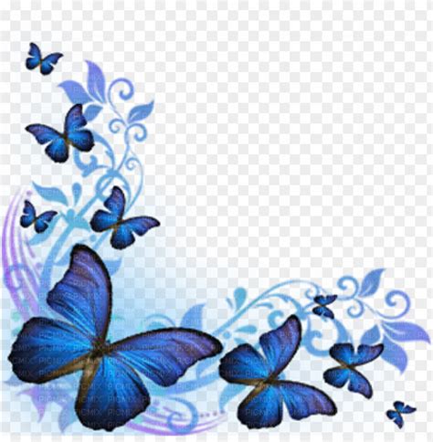 Blue Butterflies Corner - Blue Butterfly Border Desi PNG Transparent With Clear Background ID ...