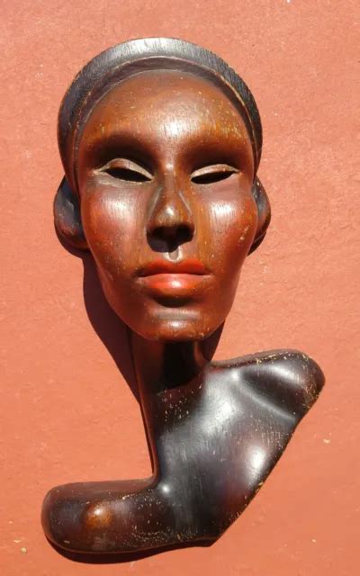 VINTAGE DECO MODERN Wood Wall Mask Sculpture African Nubian Woman Hagenauer Era $75.00 - PicClick