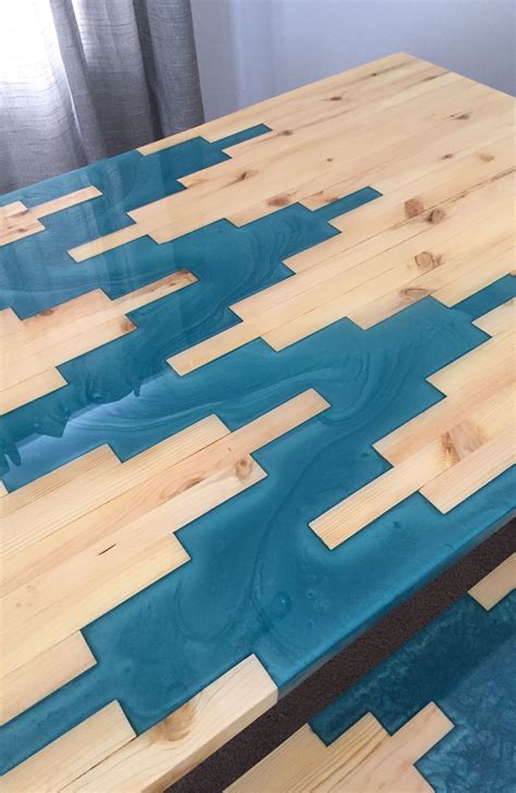 Custom Built Epoxy Resin Geometric River Wood Table | Resin furniture, Wood resin table, Epoxy ...