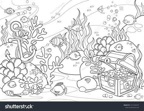 Sea Bottom Illustration Line Artwork Format Stock Vector (Royalty Free) 1012339747 | Shutterstock