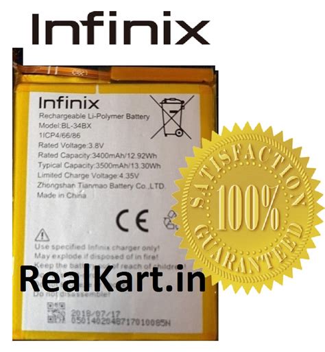 100% Original Infinix BL-34BX BL34BX Battery For Infinix Smart 2 HD X609 - 3500mAh - Realkart.in