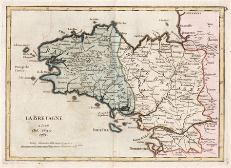 "La Bretagne" - Bretagne Brittany France gravure carte Karte map von Le ...