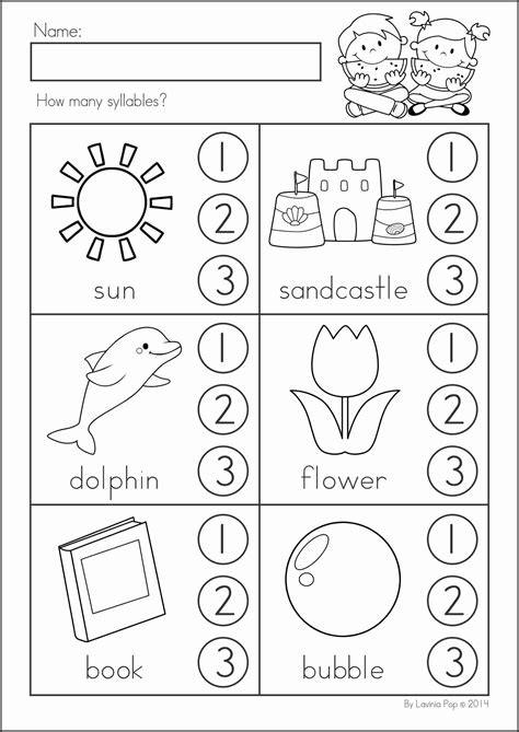 Unique Preschool Syllable Worksheets Maths Free Printable