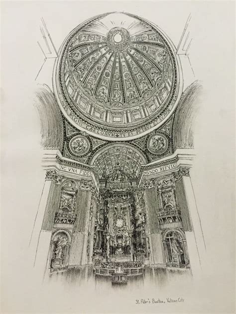 St. Peter's basilica drawing | Drawings, Art, Basilica