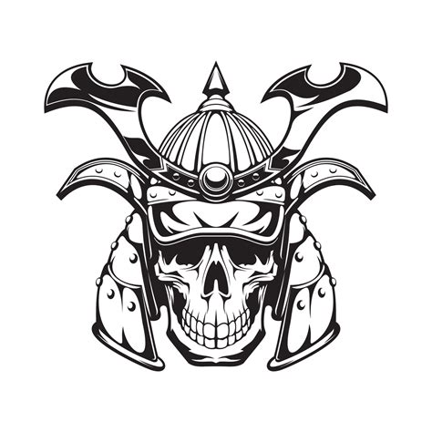 Samurai warrior skull tattoo, Japanese ninja mask 23832498 Vector Art ...