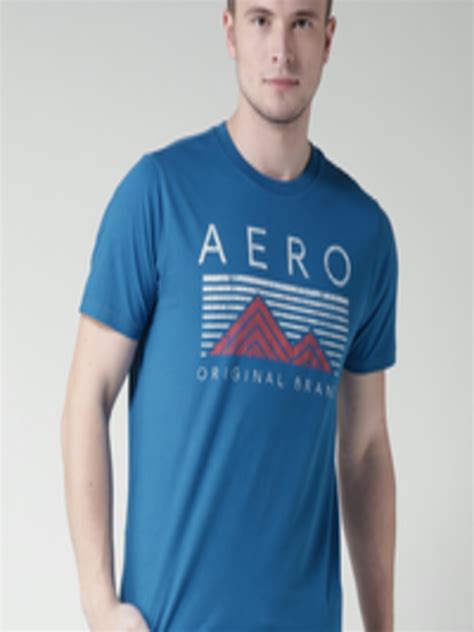 Buy Aeropostale Men Blue Printed Round Neck Pure Cotton T Shirt ...