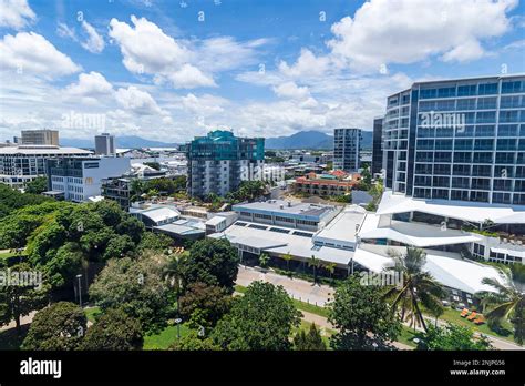 Aerial view of Cairns, a coastal town in Far North Queensland, FNQ, QLD ...