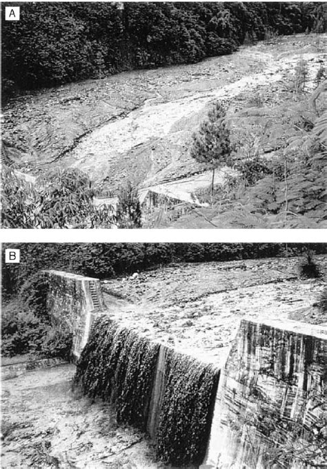 Sabo dam-induced breaks-in-slope in the Boyong River channel. The ...