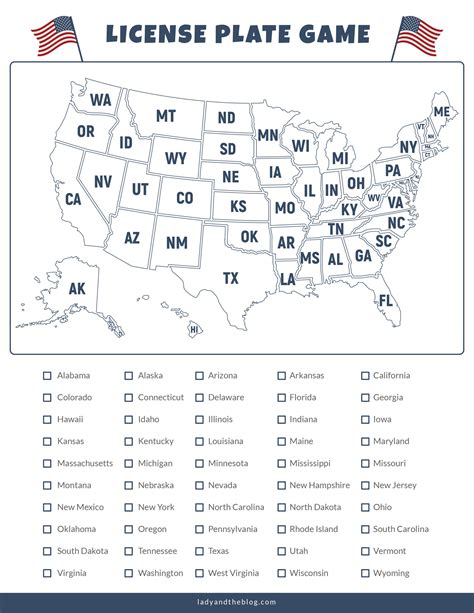 License Plate Game Printable Free