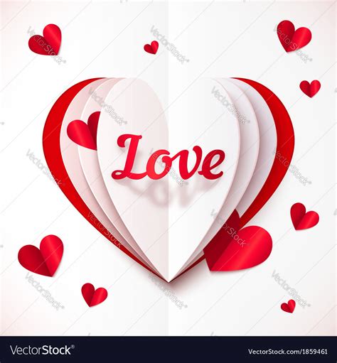 Realistic paper love sign in folded hearts Vector Image