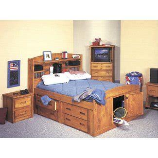 Full Size Bed Frame With Storage And Bookcase Headboard - Bed Western