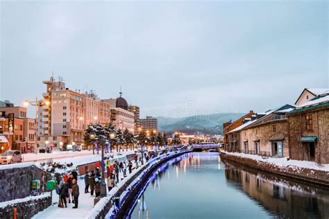 Otaru Canal in Winter with Twilight Light. Editorial Stock Photo - Image of famous, exterior ...