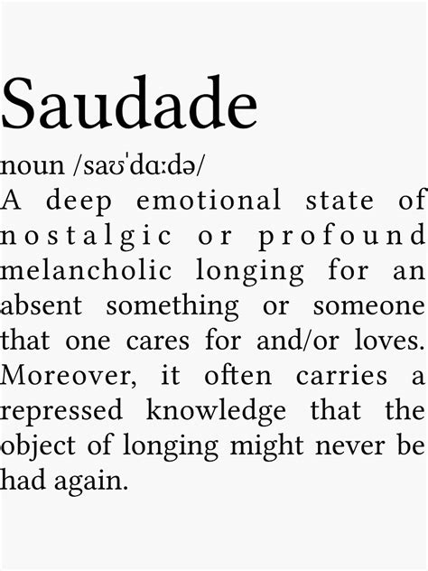 "Saudade Definition" Sticker for Sale by milacb | Redbubble