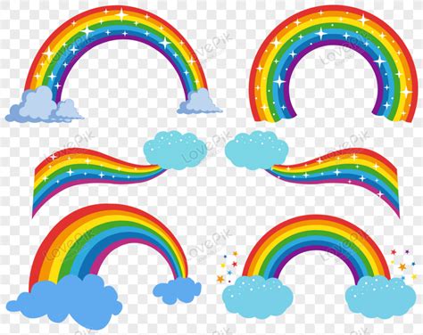 Vector Rainbow With Clouds, Rainbow Clouds, Vector Rainbow, Cloud PNG ...