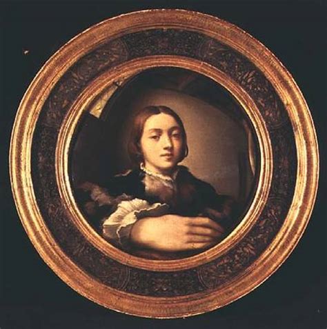 Self Portrait at the Mirror - Parmigianino en reproducción impresa o copia al óleo sobre lienzo.