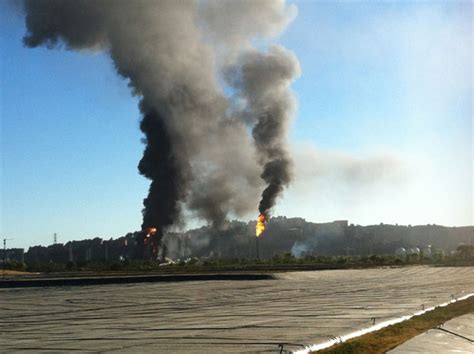 Large Fire Burning at the Chevron Oil Refinery in Richmond, California