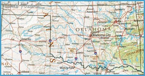 Oklahoma Map Tourist Attractions - TravelsFinders.Com