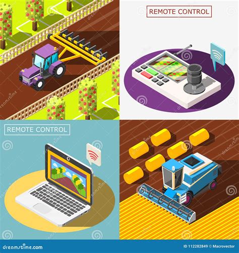 Agricultural Robots 2x2 Design Concept Stock Vector - Illustration of ...