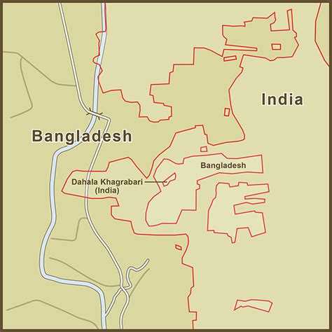 A Map of the Dahala Khagrabari enclave inside a Bangladesh enclave which sits inside of India ...