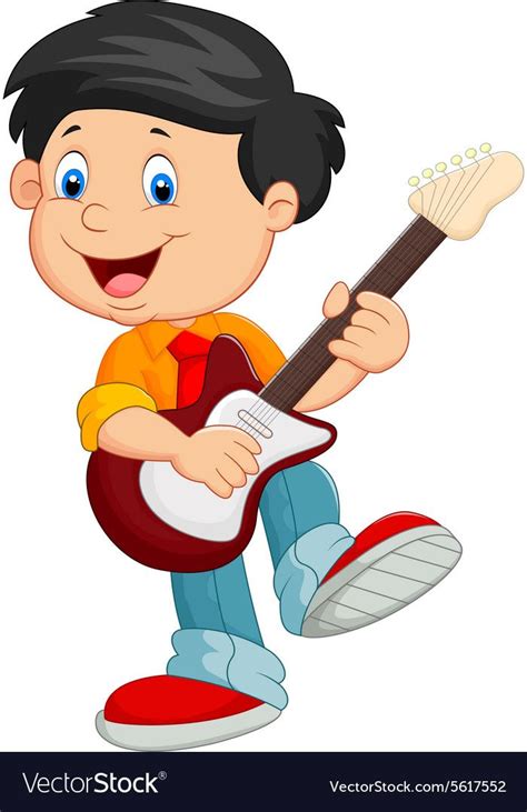 illustration of Cartoon child play guitar. Download a Free Preview or ...