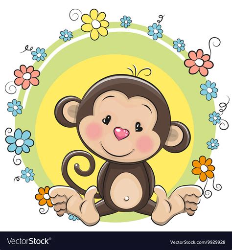 Greeting card cute monkey Royalty Free Vector Image