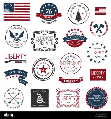 Vintage American revolutionary war badges, labels and designs Stock Photo - Alamy