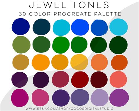 Jewel Tones Color Palette for PROCREATE 30 Color Swatches, iPad Lettering, Digital Art, Modern ...