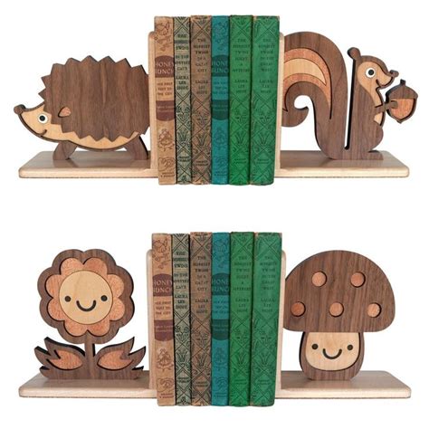 Squirrel Wood Bookend | Woodland Animal Nursery Decor | Graphic Spaces | Woodland forest friends ...