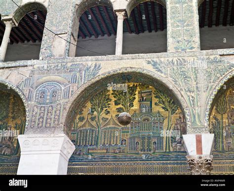 detail of mosaics, West portico, Great Mosque of Damascus Stock Photo ...