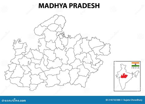 Madhya Pradesh Map. Political And Administrative Map Of Madhya Pradesh With Districts Name ...