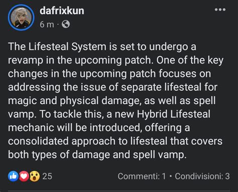 New lifesteal system revamp keep your expectations low we might get ...