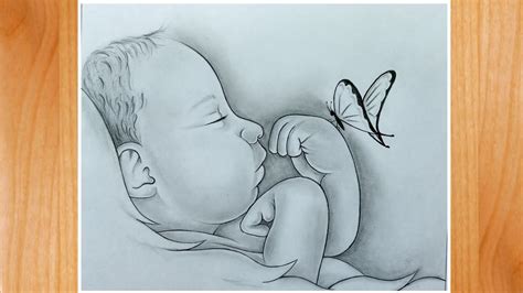 Cute Baby Drawing | How To Draw Baby | Sleeping Baby Drawing | Baby Boy Drawing | Pencil Sketch ...