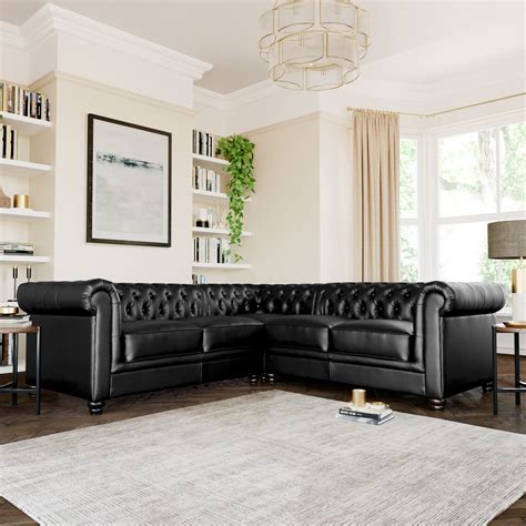 Black Leather Corner Sofas Uk - Baltimore Black Leather Corner Sofa ...