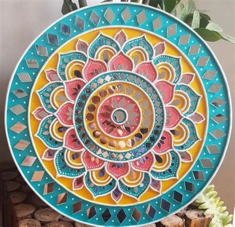 Wooden Wall Decoration Lippan mandala art, Size: 12 Inch at Rs 3000 ...