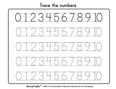 free printable worksheets for kids dotted numbers to trace 1 10 ...