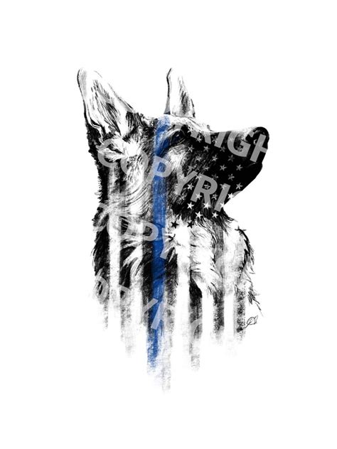 Police K9 Art, Thin Blue Line Art, German Shepherd, K9 Police Officer Gifts - Etsy