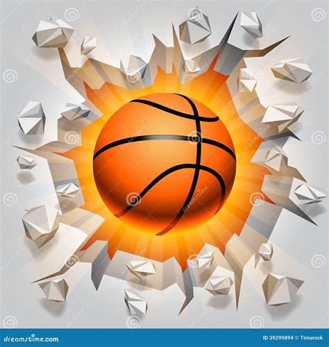 Basketball Ball And Cracked Wall. Stock Vector - Image: 39299894