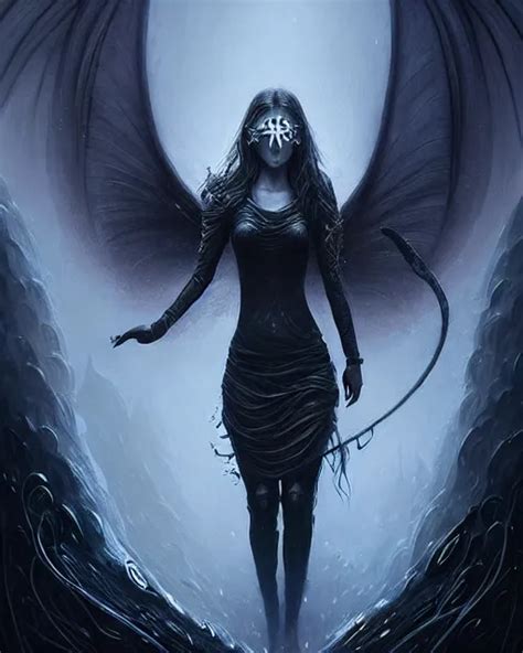 A beautiful fantasy portrait of a dark fallen angel by | Stable ...