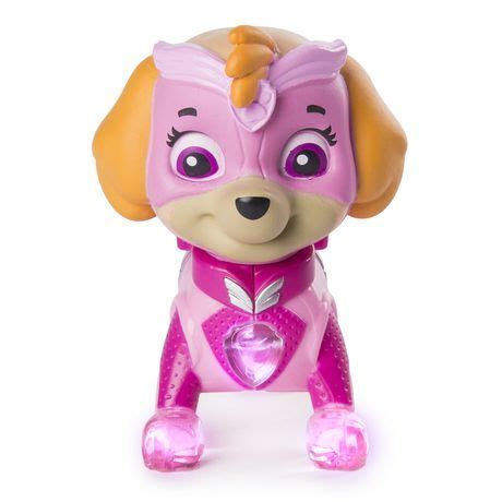 Paw Patrol - Mighty Pups Skye Figure With Light-Up Badge And Paws, For ...