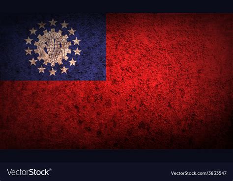 Flag of myanmar burma with old texture Royalty Free Vector